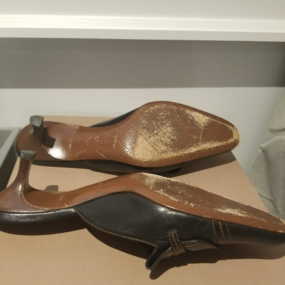 Chanel Black Leather Mules with Tan Stitching - Picture 3 of 3